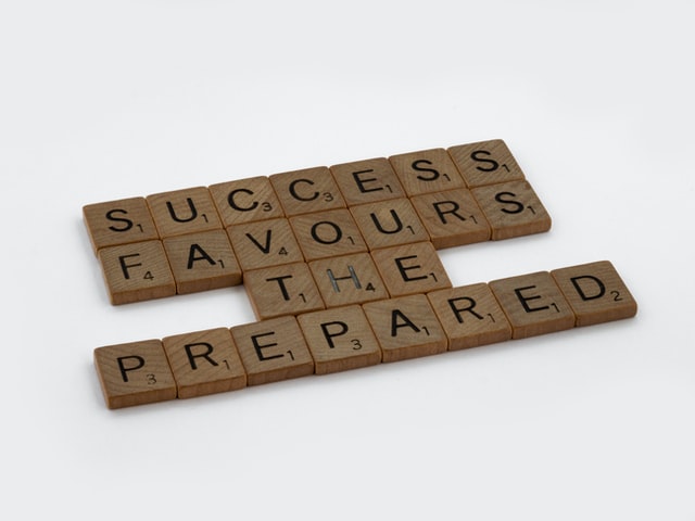 Words spelled in Scrabble: Success favors the prepared